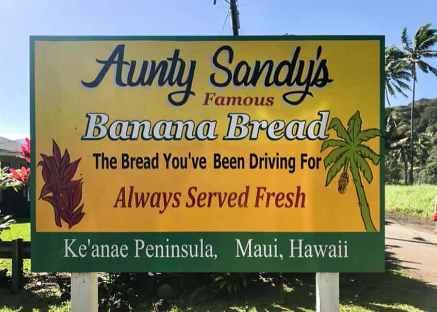 Sign for Aunty Sandy's Bakery in Ke'anae Peninsula
