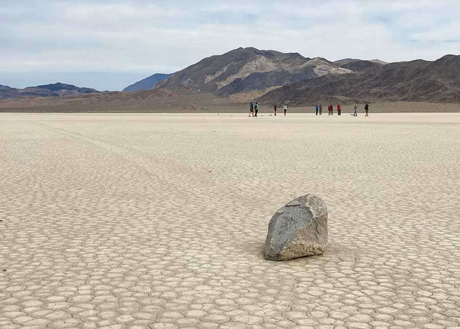 View of a sailing rock Racetrack Playa in Death Valley