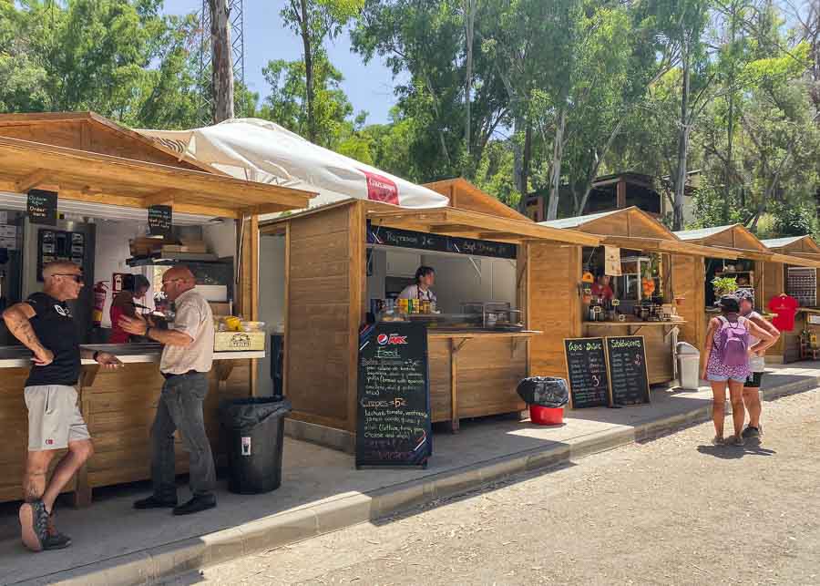 Food/refreshment stands at the end of Caminito del Rey trail