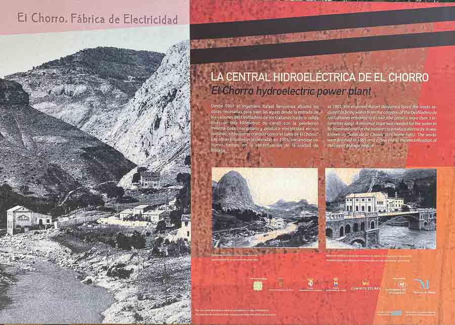 Board depicting the history of El Caminito del Rey hydroelectric stations