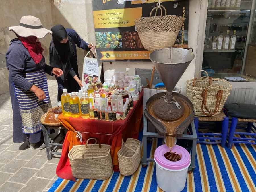 Women selling Argan oil in Essaouira