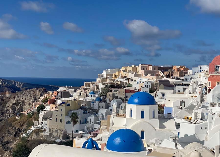 view of the whitewashed houses in Oia, Santorini