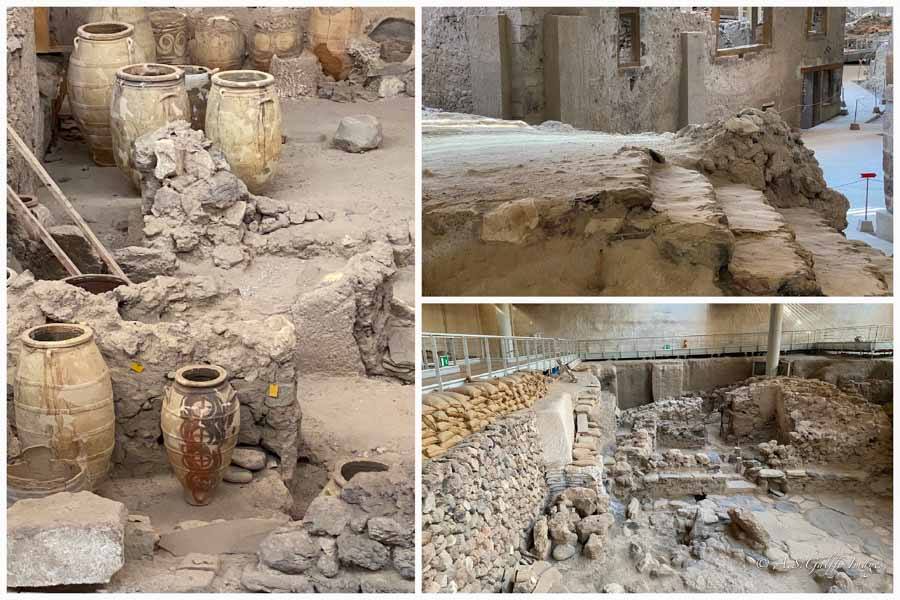 images depicting Akrotiri archeological site